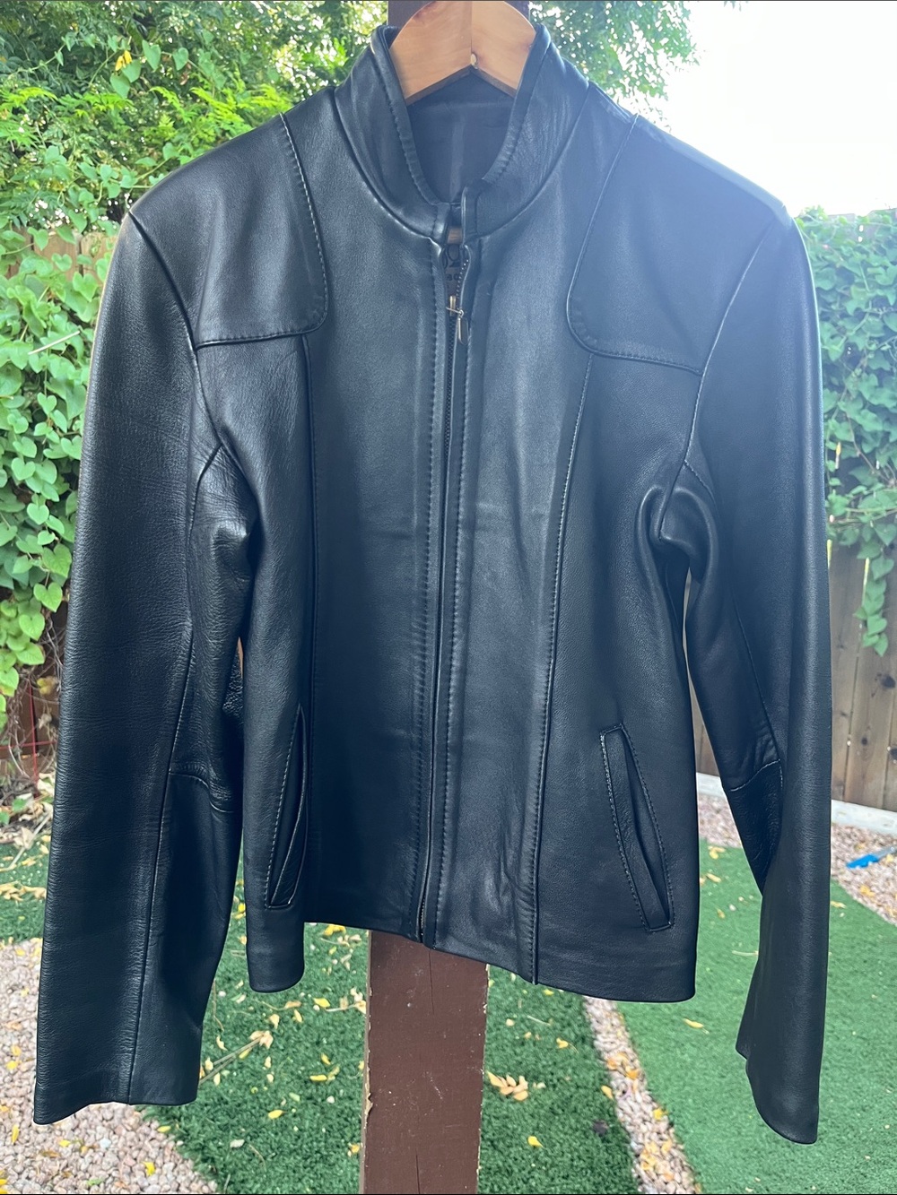 Creaciones Kassandra Black Lambskin Leather Moto Jacket M/XS Fit